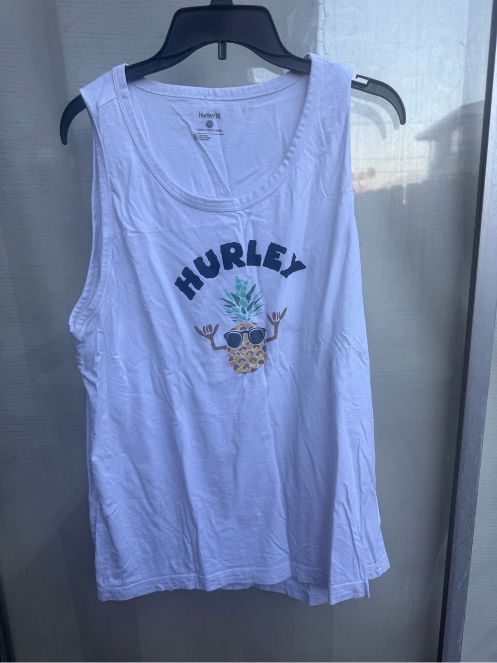 Hurley White Tank Top with Pineapple Graphic